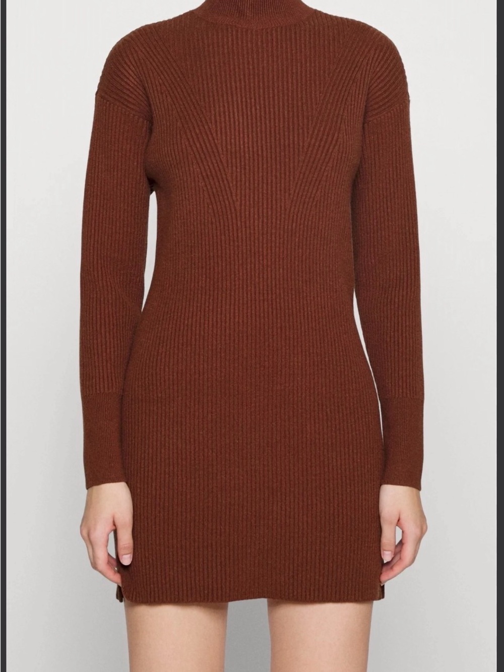 Abercrombie & Fitch Chestnut Brown Ribbed Turtleneck Dress